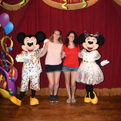 Meeting Mickey and Minnie for their birthday celebration